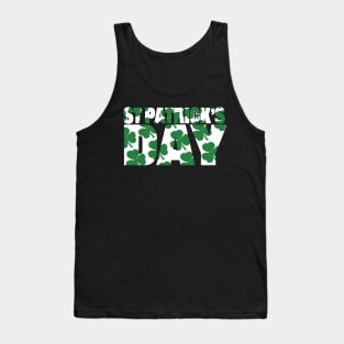 St Patricks Day Green Shamrock Typography Tank Top